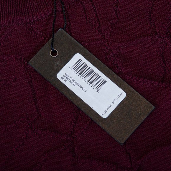 John Varvatos NWT Maroon Bristol Crack Stitch Crew Neck - Picture 3 of 5